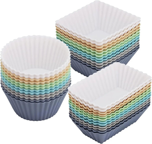 12pcs/Set Silicone Cake Mold Round Shaped Muffin Cupcake Baking Molds Kitchen Cooking Bakeware Maker DIY Cake Decorating Tools