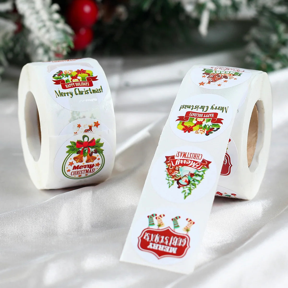 500 pcs autocolante de Crăciun fericit Cristmas pentru petreceri de Crăciun etichete de etichete Stickers pentru cadouri DIY Pachet de coacere Plic de papetărie Decor