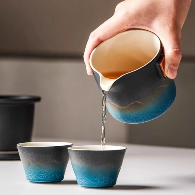 Ceramic Portable Kung Fu Tea-Making Sets Simple Modern Outdoor Travel Tea Sets Teapot Original and Funny Gifts Household Teaware