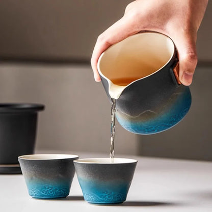 Ceramic Portable Kung Fu Tea-Making Sets Simple Modern Outdoor Travel Tea Sets Teapot Original and Funny Gifts Household Teaware