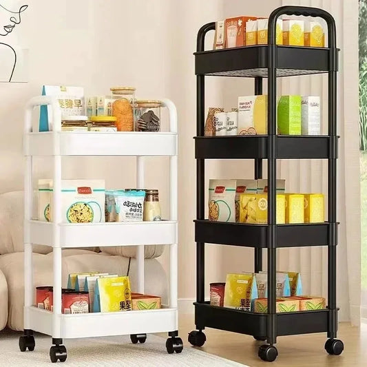 Floor-mounted Pulley Sliding Storage Rack Home Kitchen Bathroom Study Room Storage Rack Multi-layer Movable Storage Storage Rack