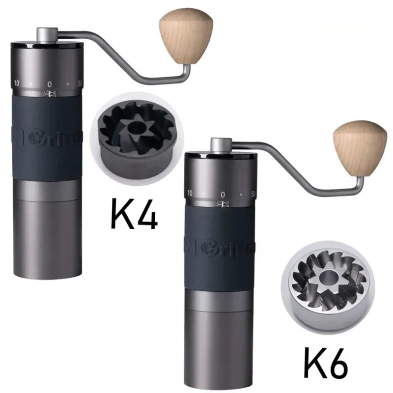 Kingrinder K4 /K6 Manual Coffee Grinder Portable Mill 420 Realition Steel 48 mm ruostumattomasta teräksestä Titanium Pinnoitus Burr Coffee Tools