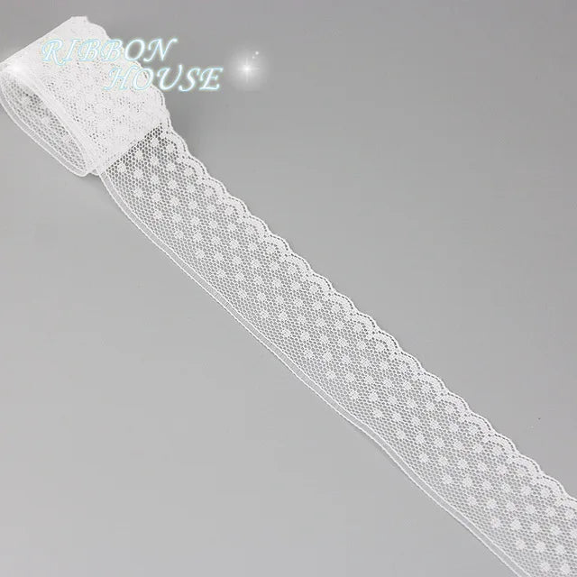 (5 yards/roll) white Lace ribbon fabric Webbing Decoration Lovely gift packing polyester Material