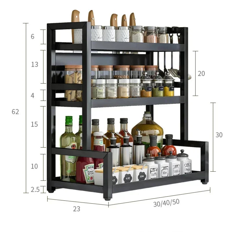 Knife Stand Door Organizer Spices Spice Racks Rack Jars Cutting Seasoning Drain Kitchen 2/3layers Condiments Storage Rack Board
