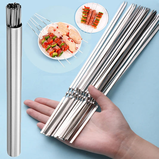 10/15pcs aço inoxidável churrasco de churrasco reutilizável churrasco espeto de kebab stick stick para ferramentas de cozinha de acampamento ao ar livre