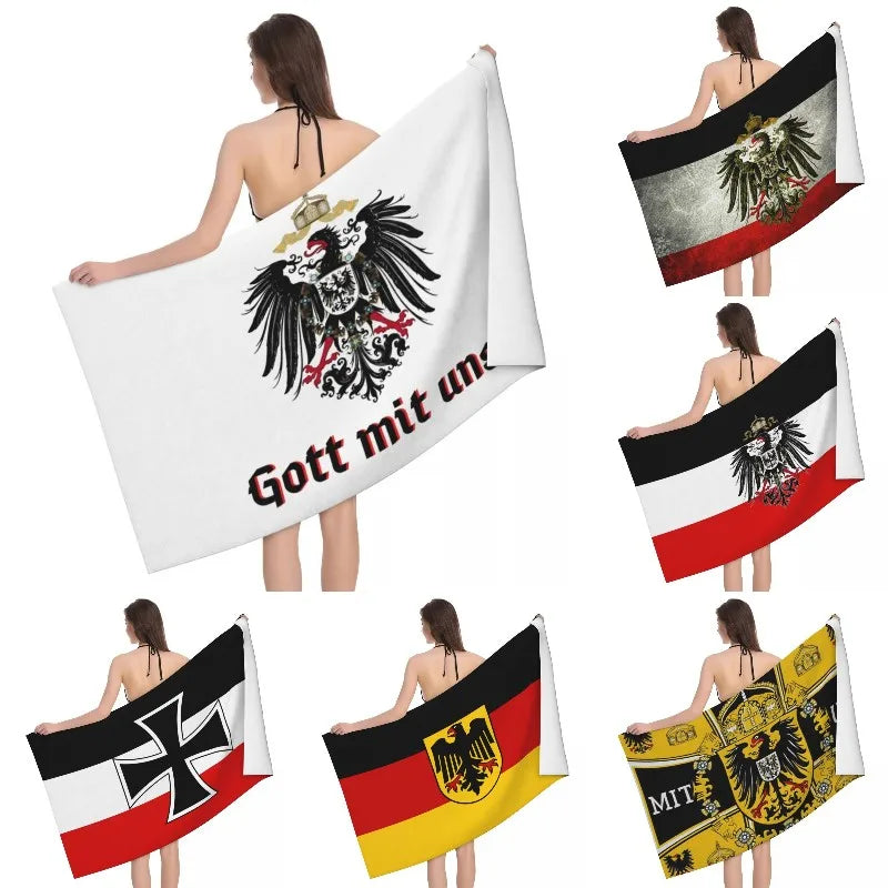 Serviette de baignoire microfibre à séchage rapide personnalisée Entors de lin doux en lin doux des serviettes de douche de piscine de drapeau de l'Empire allemand