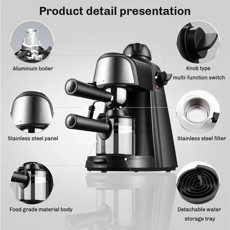 Elektrische italienische Kaffeemaschine 5 Bar Professional Expresso Kaffeemaschine Automatisch halb automatisch Expresso Cappuccino 220V EU PL