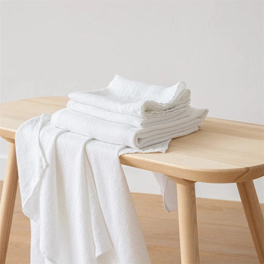 Pure 100%Linen Bath Towel Stone Washed Soft Lightweight Travel Towel Waffle Weave Quick Dry Natural Flax Thin Towel for Bath Gym