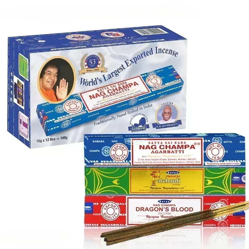 5box Nag Champa Indian Incense Collection Satya Håndlagde pinner med seks smaker forfriskende medisinske aromaer for hjemmemeditasjon