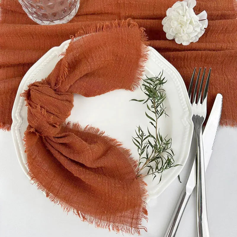 6PCS Napkins 32x32cm Cotton Cloth Gauze Retro Burr Rustic Kitchen Towel Dining Place Mat Wedding Party Linen Napkin Table Decor