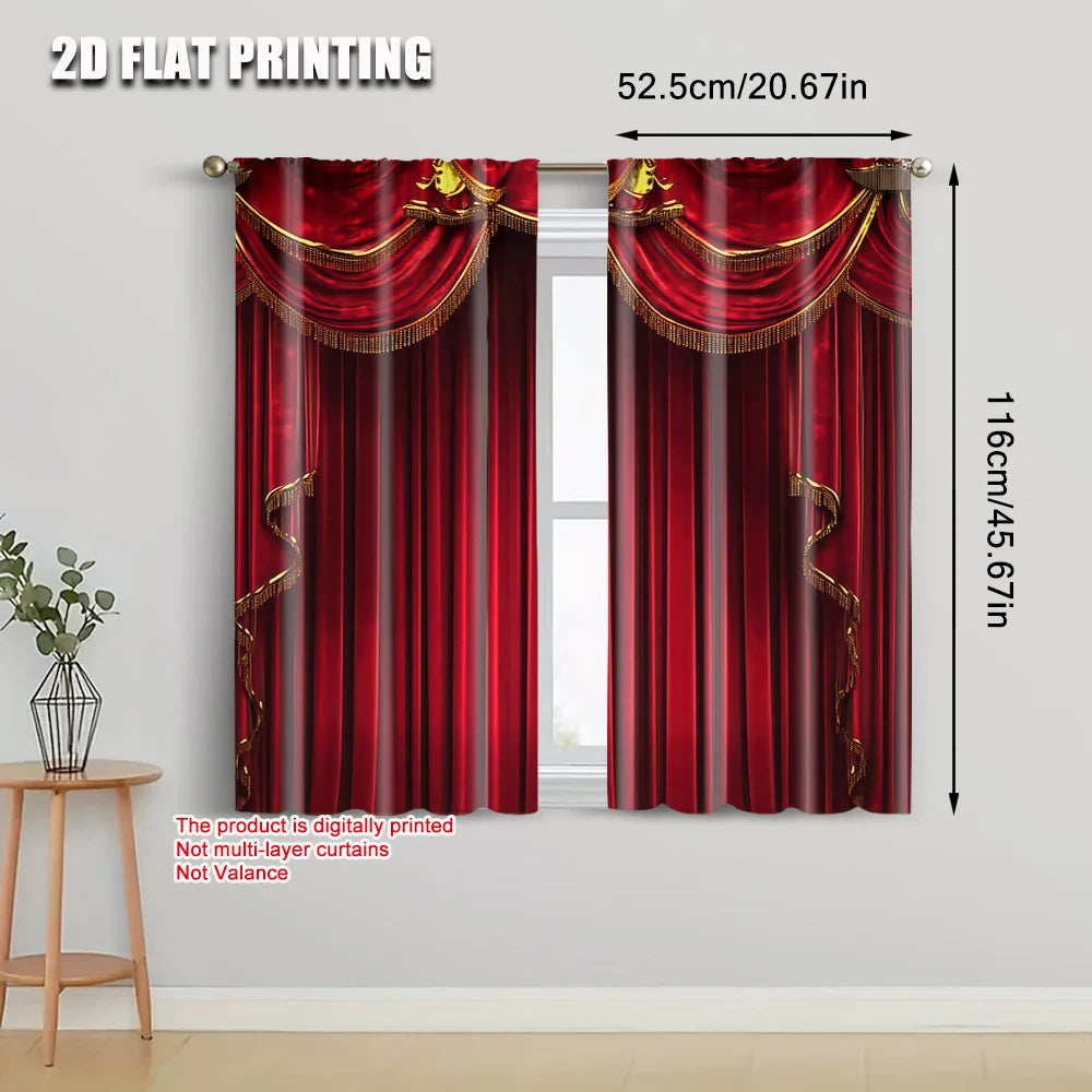 2Pcs Red Blackout Curtains For Privacy Machine Washable Perfect For Bedroom Living Room Decor Fashion Decorative Curtain