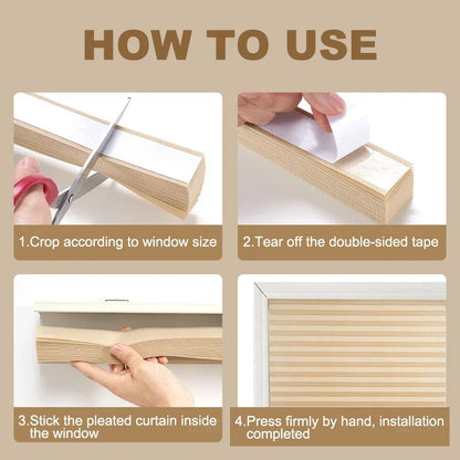 5 Size Self-adhesive Pleated Blinds Bathroom Balcony Shades Half Blackout Windows Curtains for Bedroom Living Room Balcony