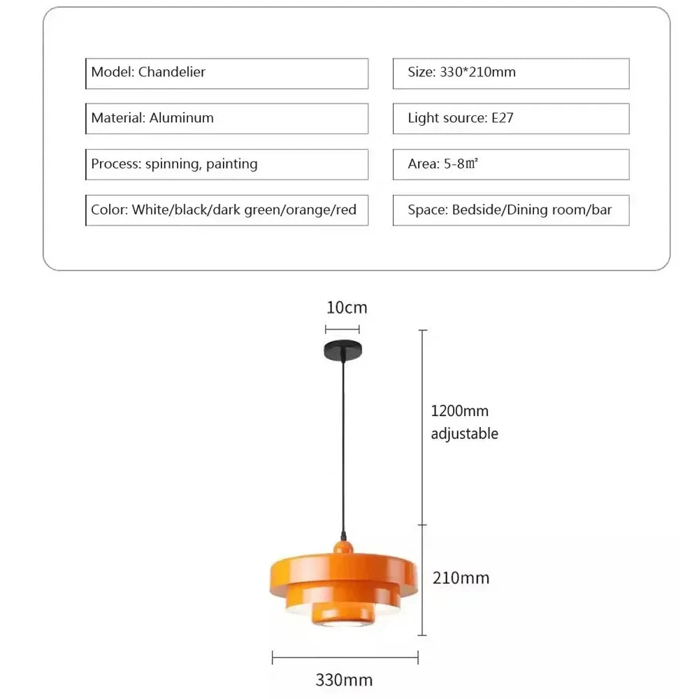 Średniowieczne LED Light Light Nordic Carbon Steel Aluminium White Dark Green Orange Ilumination do restauracji