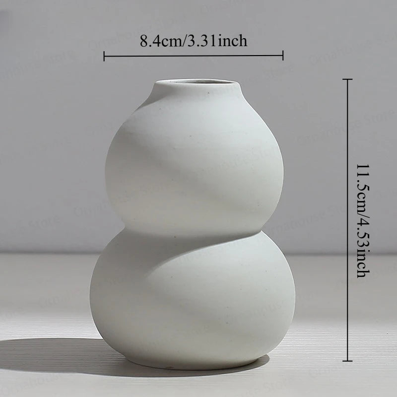 Nordic Creative White Vase Living Room Simple Ceramic Vase Decoration High End Art Glass Vase