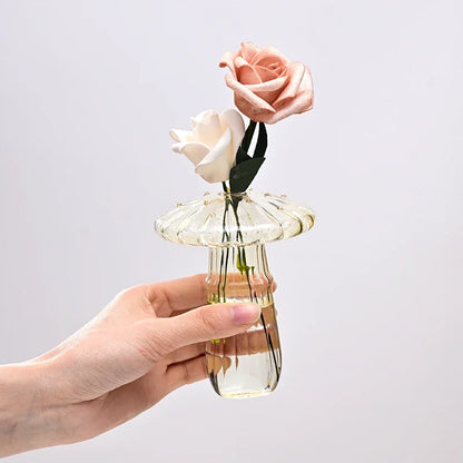 Creative Mushroom Glass Vase Plant Hydroponic Terrarium Art Plant Hydroponic Table Vase Glass Crafts DIY Aromatherapy Bottle