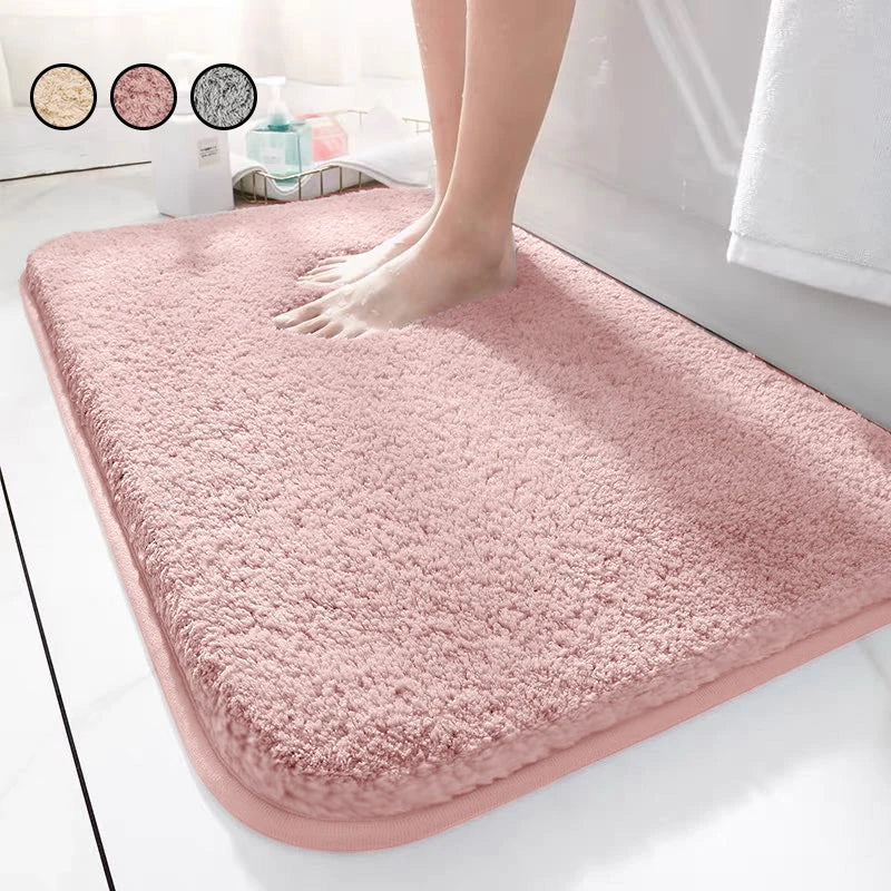 Bathroom Rug Anti Slip Bath Mats Absorbent Bathroom Mat Soft Microfiber Foot Mat Fluffy Plush Shaggy Bathroom Rugs and Floor Mat