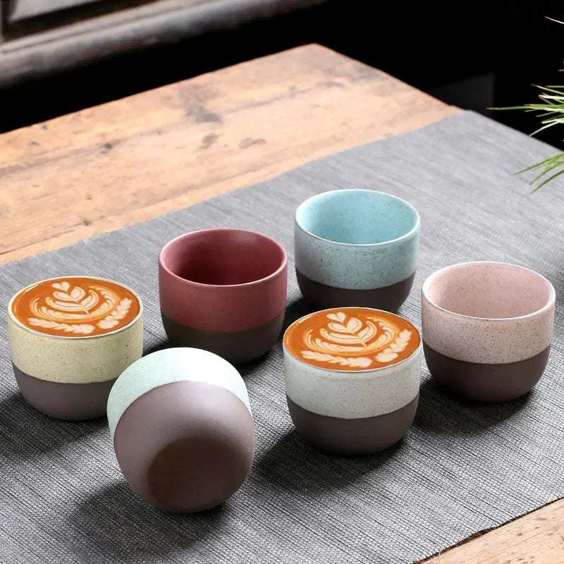 120ML Creativity Retro Teacups Rough Pottery Handmade Family Master's Cup Matte Kiln Coffee Mug Teahouse Chinese Kung Fu Tea Cup