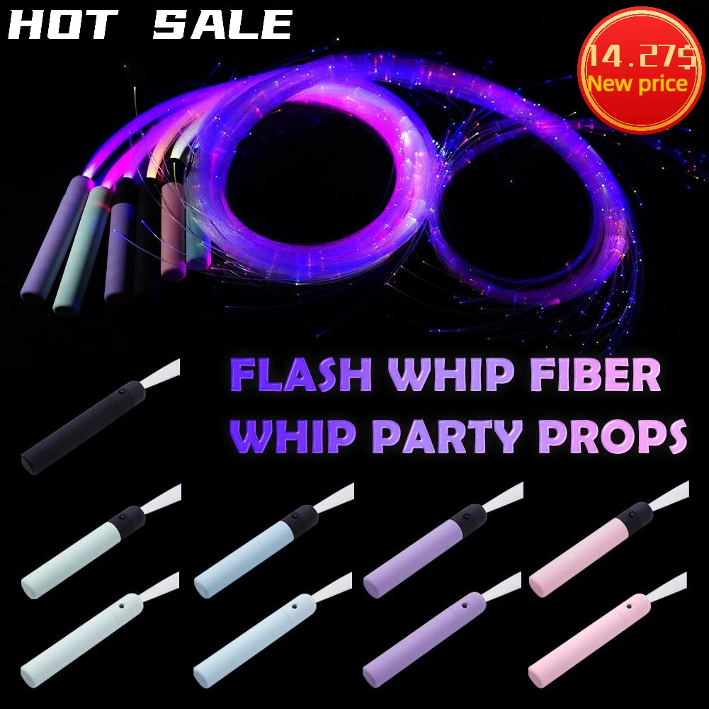 Whip à fibre optique LED 360 ° pivotant super lumineux Light Up Rave Toy Pixel Flow Lace Dance Festival Festival Night Atmosphère pour fête