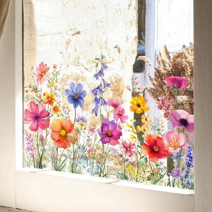 Double Sided Colorful Flower Butterfly Wall Sticker Electrostatic Paste Window Glass Paste Visible Decorative Wall Decal New