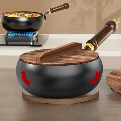 Nonstick Wok No Coating Gas Boiling Stir Fry Pan for Restaurant Camping Home Stovetop Induction Cooker Cookware Pots Cooking