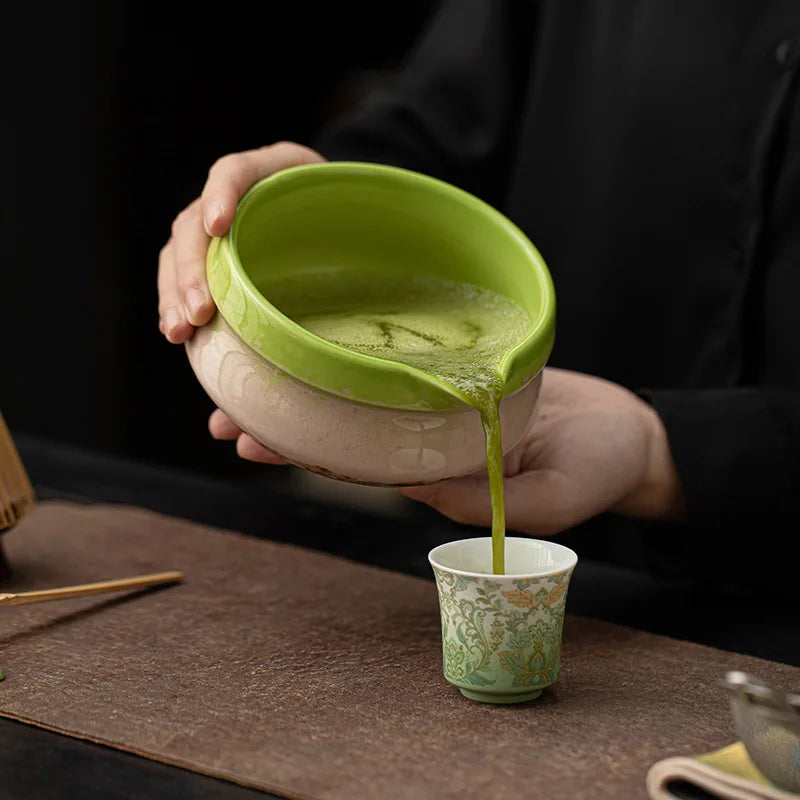 2/4/8pcs Green Matcha Set Bamboo Whisk Teaspoon Ceramic Bowl Tranditional Tea Sets Home Tea-making Tools Accessories Gifts
