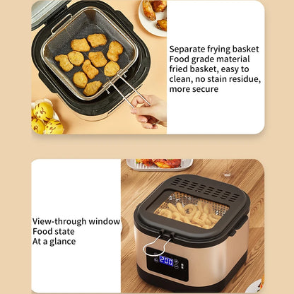 Fully automatic dormitory electric fryer for household use mini fast heating fuel-efficient adjustable temperature 5L