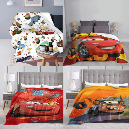 Life Is A Highway Lightning McQueen Blanket Velvet Print Cars Breathable Super Warm Throw Blanket for Bed Couch Plush Thin Quilt