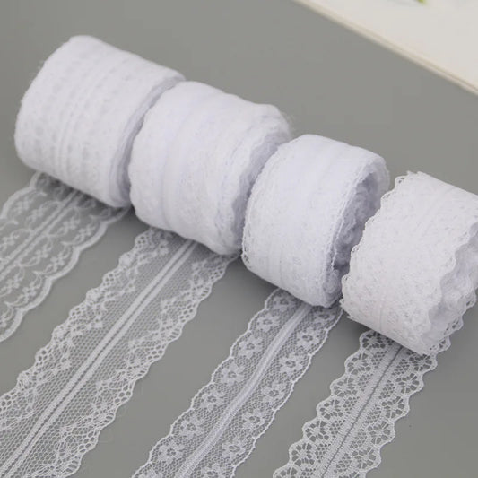 10Meters/Roll 3-4.5cm White Lace Ribbon Home Handmade Crafts Material Hollow Out Floral Lace Tape DIY Apparel Sewing & Fabric