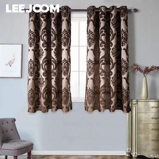 LEEJOOM Customize Size European Style Jacquard Window Drapes for Living Room Blind Ready Made Curtain Home Decor