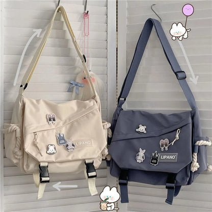Women's Nylon Handheld One Shoulder Versatile Large Capacity Crossbody Bag Retro Work Travel Postman Bag