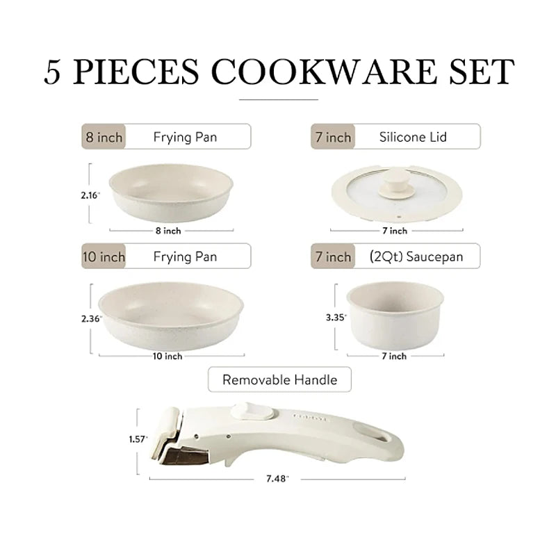 Hot Selling Home Kitchen On Stick Pot Conjunto de utensílios de cozinha Cooking 5pcs Non Stick Cookware Dounders