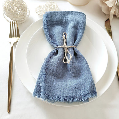 6PCS Napkins 32x32cm Cotton Cloth Gauze Retro Burr Rustic Kitchen Towel Dining Place Mat Wedding Party Linen Napkin Table Decor