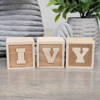 Custom Wooden Name Blocks Alphabet Baby Name Nursery Engraved Welcome Baby Shower Christmas Gift for Kids Party Room Decoration