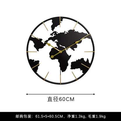 World Map Wall Clock, Minimalist modern design and global perspective, for Corporate Office Meeting Room Hotel Restaurant School