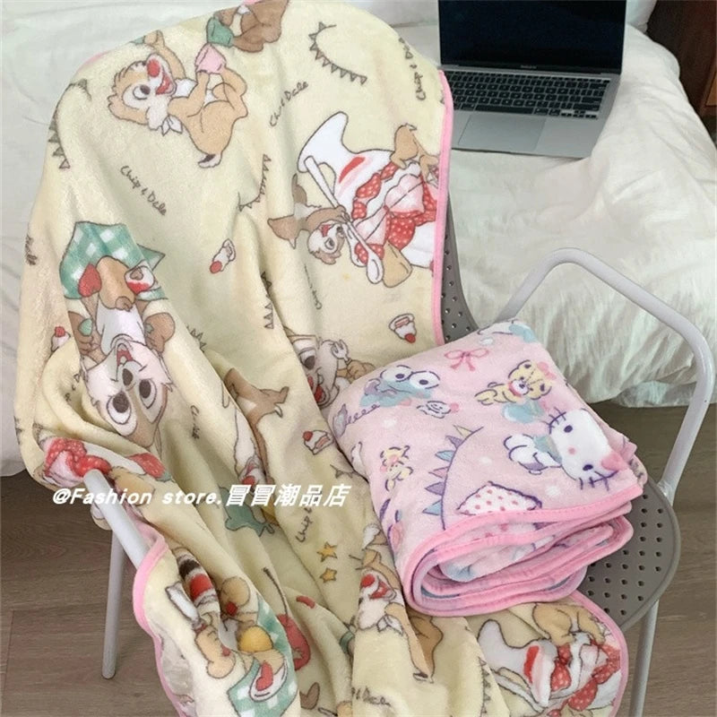 Japanese Style Printed Blanket Kuromi My Melody Warm Blanket Cute Anime Flannel Blanket Pillowcase Air Conditioning Blanket Girl