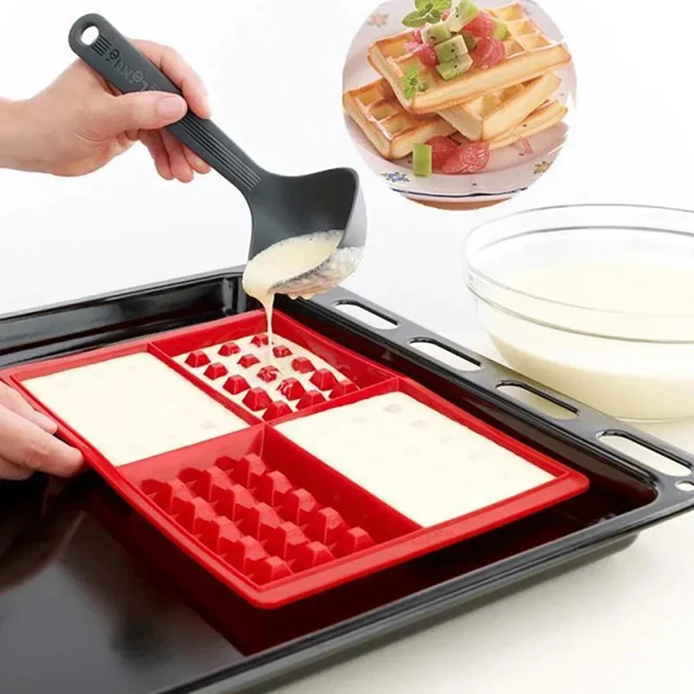 Silicone Waffle Cake Mold Waffle Maker Chocolate Bread Baking Molds Non-Stick Muffin Mould Bakeware Cookie Cooking Kitchen Tool