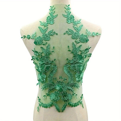 1pc Embroidered Lace Applique Sewing Flower Fabric Collar Patch for Wedding Party Gown Bridal Dress Clothes DIY Crafts