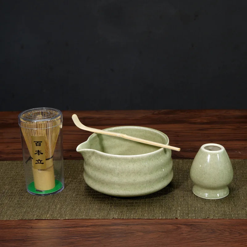 1/4/5pcs set Ceramic Matcha Bowl Large Capacity Smooth Matcha Whisk Stand High Temperature Resistant Tea Salad Soup Bowl