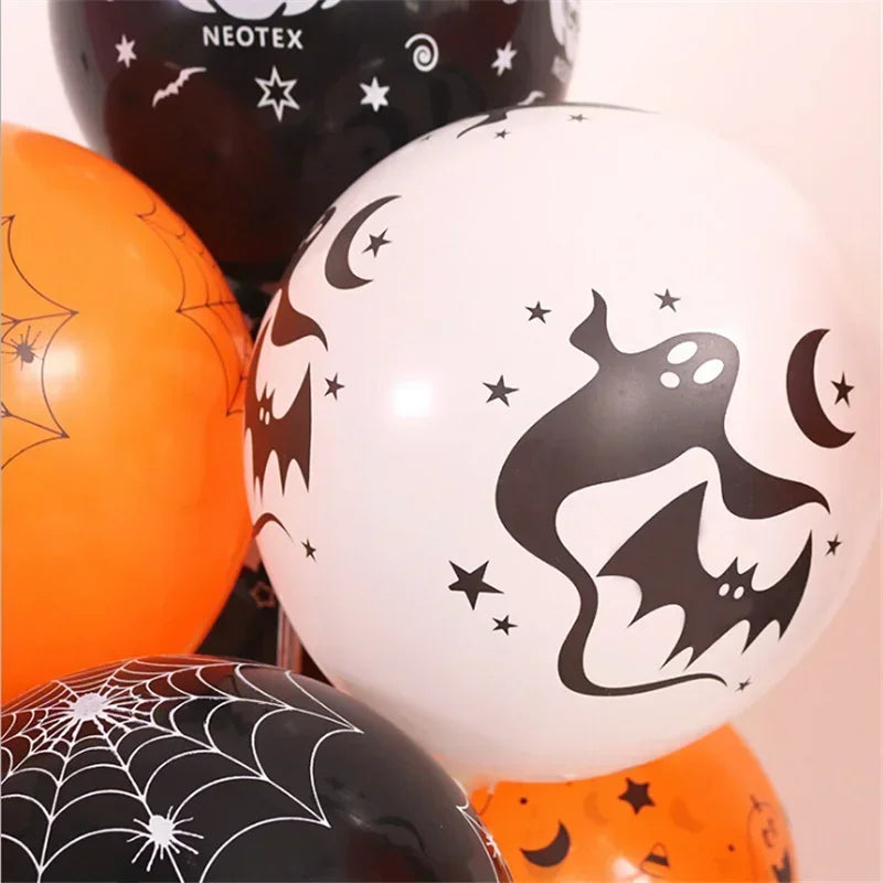 30/10pcs Scary Halloween Balloons Kids Toys Pumpkin Skeleton Ghost Bar Party Decor Balloon Halloween Black Orange Latex Balloon