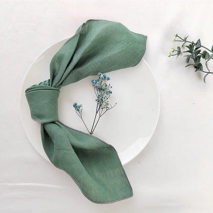 Set Of 4 Pure Linen Napkins Cloths Reusable 40x40cm Soft Comfortable Fabric Kitchen Accessories for Wedding Birthday Parties