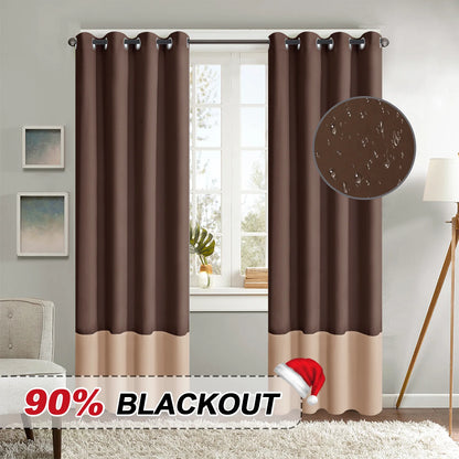 2Pack Outdoor Curtains Pergola Curtain Indoor Outdoor Waterproof Curtains Grommet Curtain Blackout for Patio Gazebo Porch