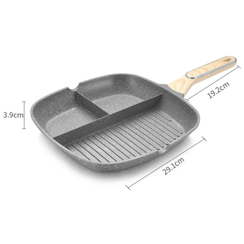 Poêle à friture antiadhésive durable poêle 3 en 1 steak-petit-déjeuner pochettes casseroles de cuisson ustensiles de cuisine ustensiles de cuisine ustensiles