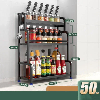 Knife Stand Door Organizer Spices Spice Racks Rack Jars Cutting Seasoning Drain Kitchen 2/3layers Condiments Storage Rack Board