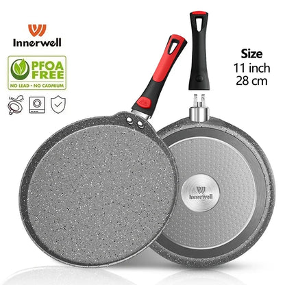 Innerwell Frying Pan 11inch Bucătărie Nestesteră Toxin pentru bucătărie gratuită pentru micul dejun Pizza friptură prăjită crep de gătit pentru inducție pentru inducție