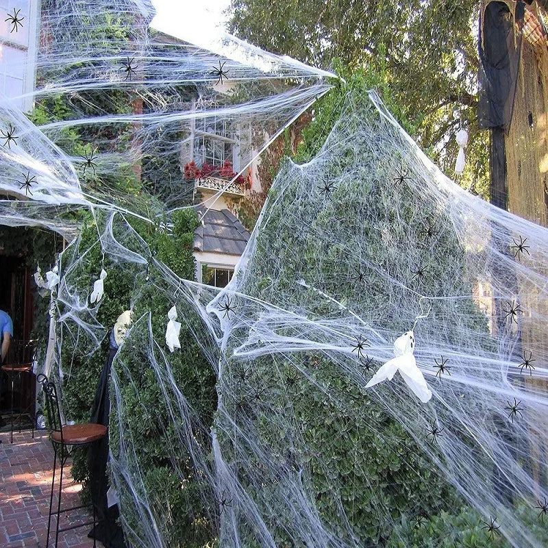 Halovīni dekorēšanas ballīšu aksesuāru rotājumi notikumiem Scream Festa Spider Web Black Outdoor Butafs Haunted House Spider