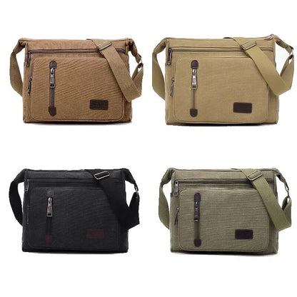 Canvas Shoulder Bag Bottle Men Women Casual Simple Fashion Retro Crossbody Cross Square Multi Layered