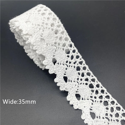 10mm-50mm 2yards White 100%Cotton Lace Ribbon For Apparel Sewing Fabric Trim Cotton Crocheted Lace Ribbon Handmade Accessories