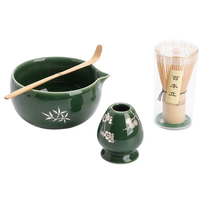 Traditional Japanese Matcha Bowl and Whisk Holder Tea Bowl with Pouring Spout for Office Table Tea Ceremony Party Gift