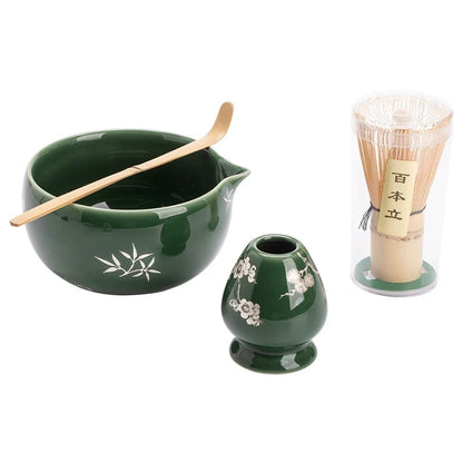 Traditional Japanese Matcha Bowl and Whisk Holder Tea Bowl with Pouring Spout for Office Table Tea Ceremony Party Gift