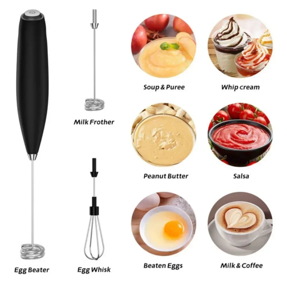 Handheld Electric Mini Milk Frother Whisk for Coffee Latte Cappuccino Kitchen Household Tools Barista Essential Accessories